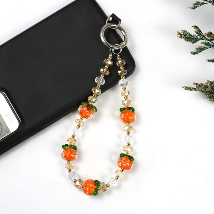 Cadena luminosa para teléfono con cristales de caqui (naranja)