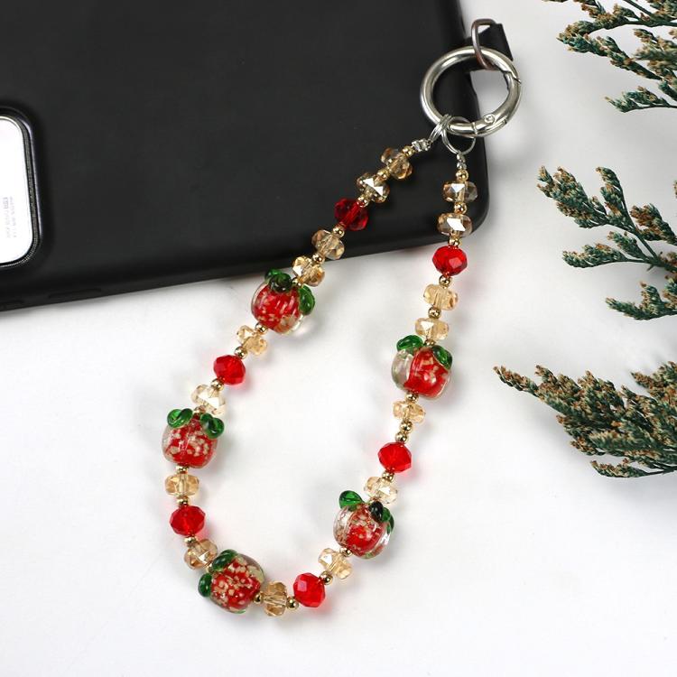 Cadena para teléfono luminosa de cristal de caqui (roja)