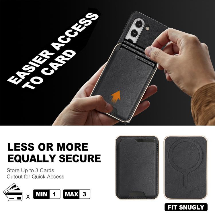 Funda de cuero con adhesivo lateral para Samsung Galaxy Z Fold6 Kalebol Slim MagSafe Ring Magnetic Card Bag (Negro)
