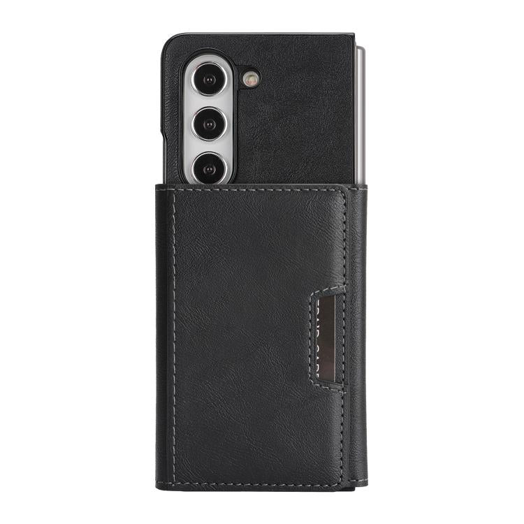 Funda de cuero con adhesivo lateral para Samsung Galaxy Z Fold6, con cierre magnético MagSafe, triple pliegue, color negro