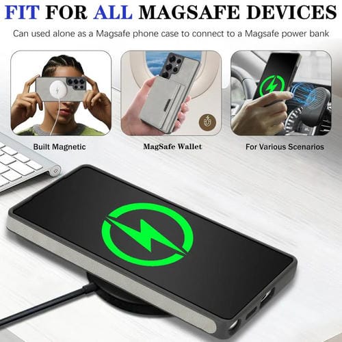 Funda de cuero con tres pliegues y adhesivo lateral para Samsung Galaxy S24 Ultra 5G (gris)