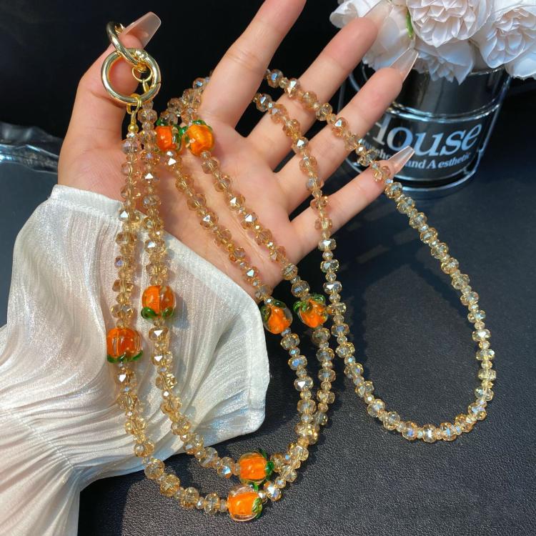 Cadena para teléfono móvil de cristal Ruyi de caqui (naranja)