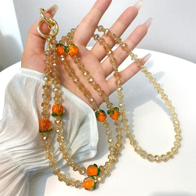 Cadena para teléfono móvil de cristal Ruyi de caqui (naranja)