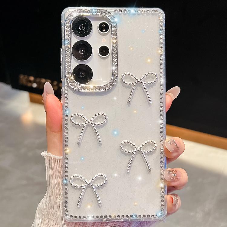 Funda transparente con lazo y cuatro esquinas para Samsung Galaxy A56 5G, a prueba de golpes y con purpurina de diamante (transparente)