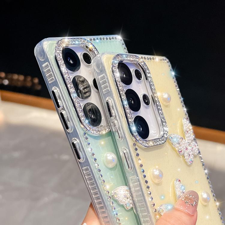 Funda para Samsung Galaxy A36 5G con diseño de mariposa, con purpurina y diamantes, a prueba de golpes (verde claro)