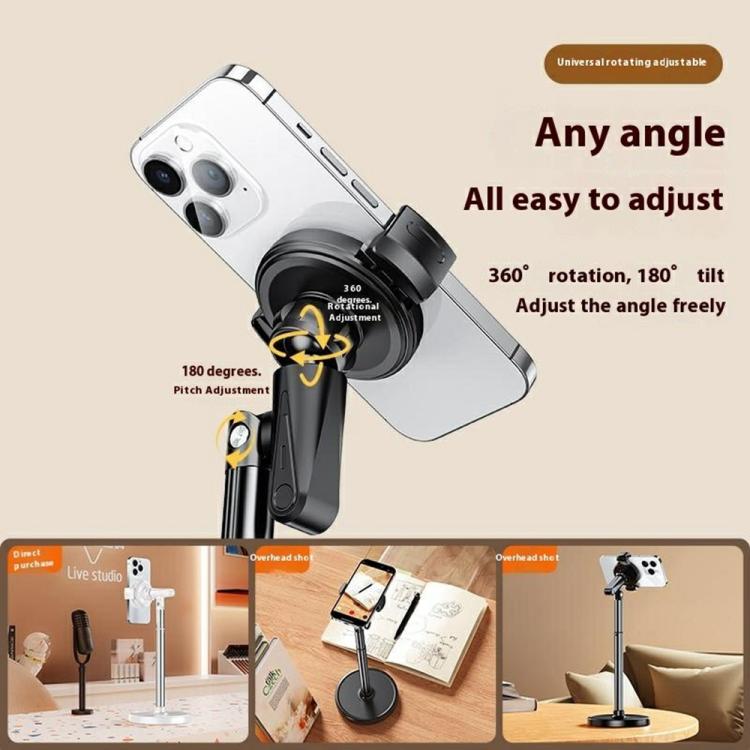 Soporte giratorio y ajustable para teléfono de escritorio T16 para grabación de vlogs en vivo (blanco)