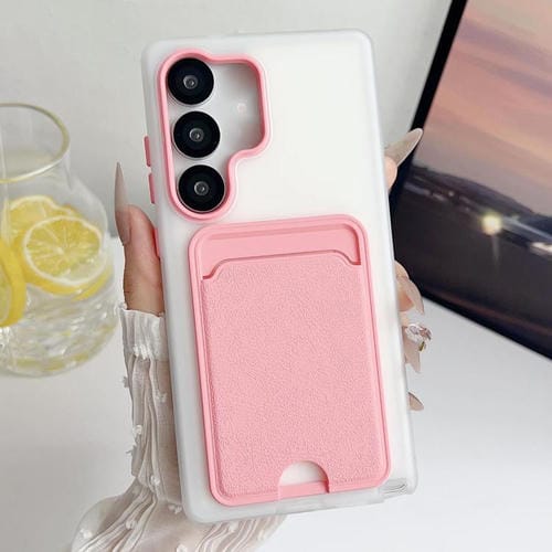 Funda de cuero con textura para Samsung Galaxy S25+ 5G, a prueba de golpes (rosa)