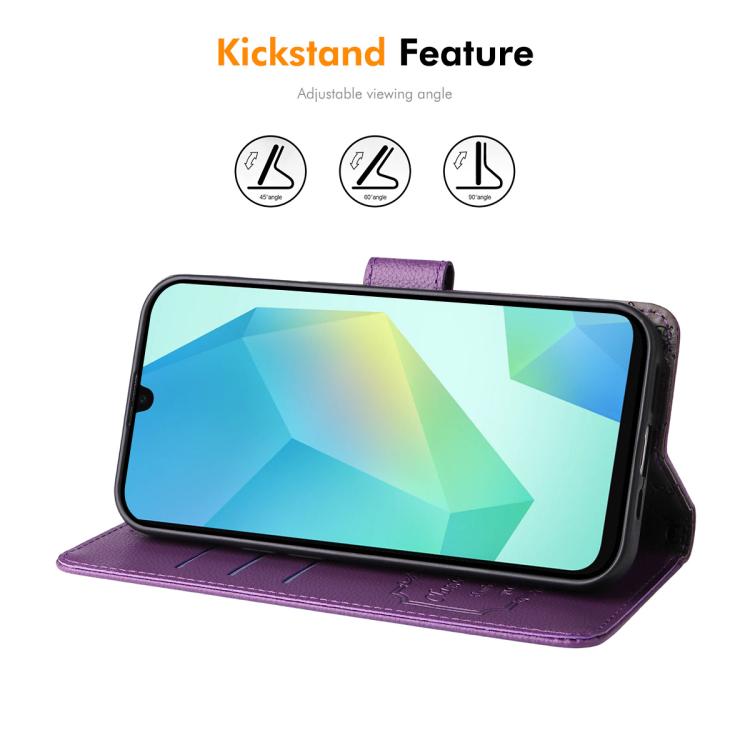 ENKAY - Funda de piel con textura de lichi y función atril para Samsung Galaxy A06 4G/5G (color rojo)