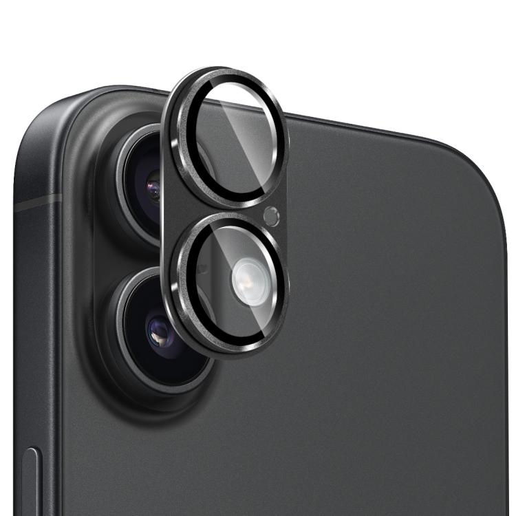 ENKAY - Lente de cámara antirreflejos con armadura esmerilada y película de vidrio templado de aleación de aluminio para iPhone 17 (negro)