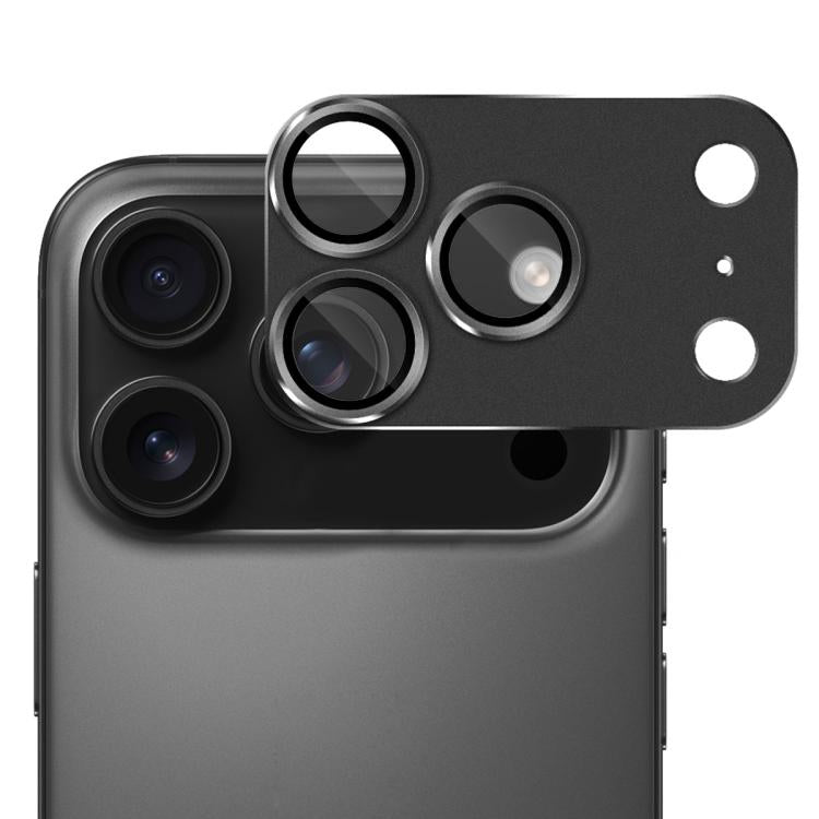 ENKAY - Lente de cámara antirreflejos con armadura esmerilada y película de vidrio templado de aleación de aluminio para iPhone 17 Pro (negro)