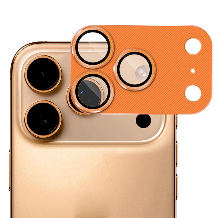 Película protectora de lente de vidrio templado ENKAY con textura de CD y aleación de aluminio para iPhone 17 Pro Max (naranja)