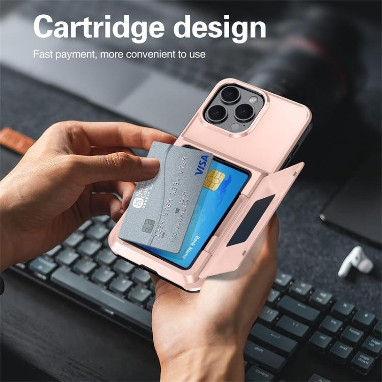 Funda abatible para iPhone 16 Pro Max con tarjetero Kalebol, a prueba de golpes (gris)