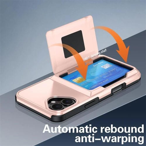 Funda abatible Kalebol para iPhone 16, con tarjetero, a prueba de golpes (oro rosa)