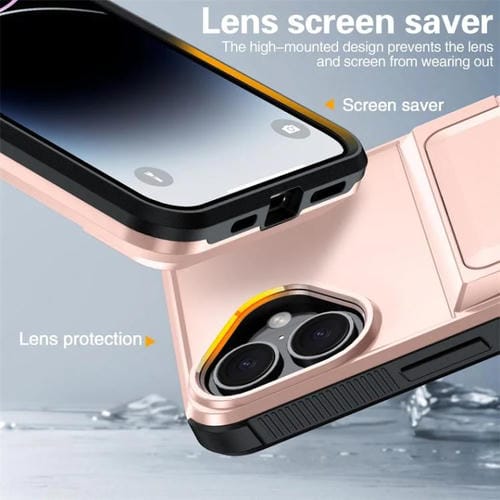 Funda abatible para iPhone 16 con tarjetero Kalebol, a prueba de golpes (gris)