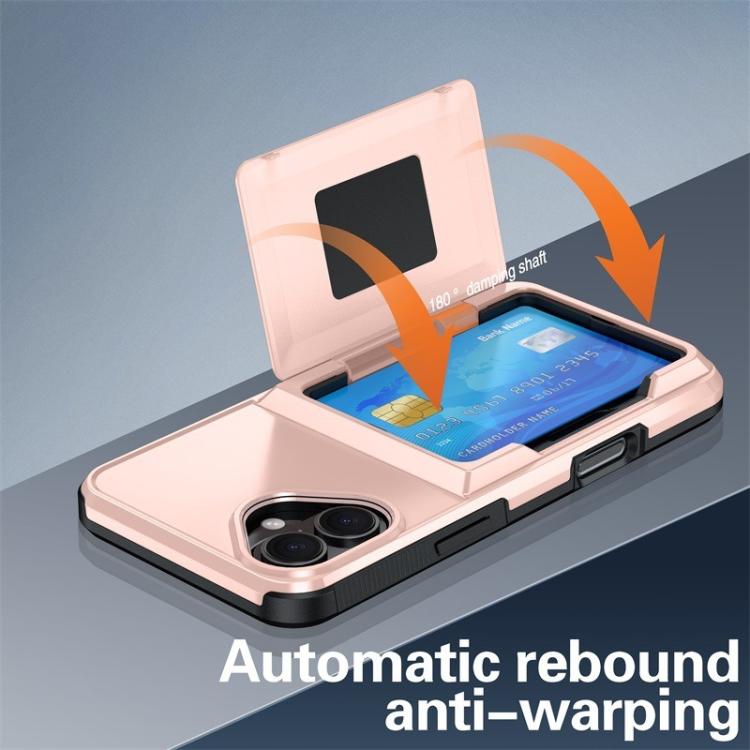 Funda abatible para iPhone 16 con tarjetero Kalebol, a prueba de golpes (gris)
