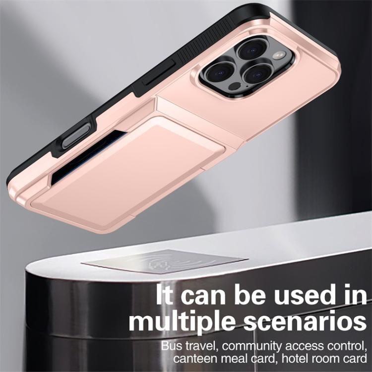 Funda abatible para iPhone 15 Pro Max con tarjetero Kalebol, a prueba de golpes (verde militar)