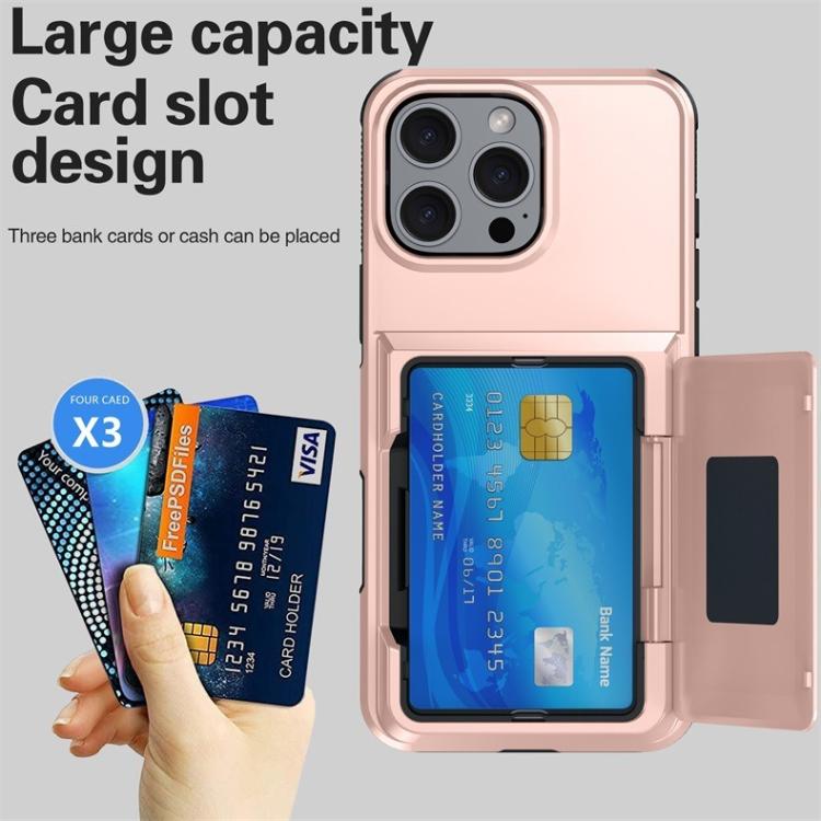Funda a prueba de golpes Kalebol Flip Card Wallet para iPhone 15 Pro (gris)