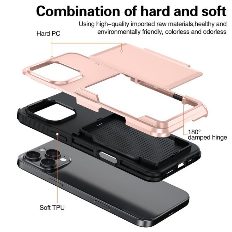 Funda a prueba de golpes con tarjetero y tapa Kalebol para iPhone 14 Pro Max (roja)