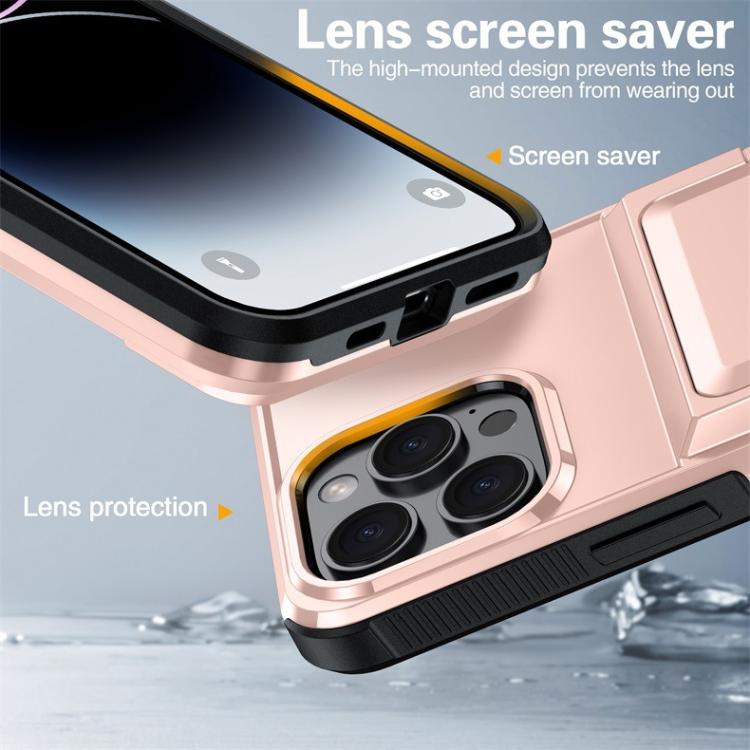 Funda a prueba de golpes con tarjetero y tapa Kalebol para iPhone 14 Pro Max (azul)