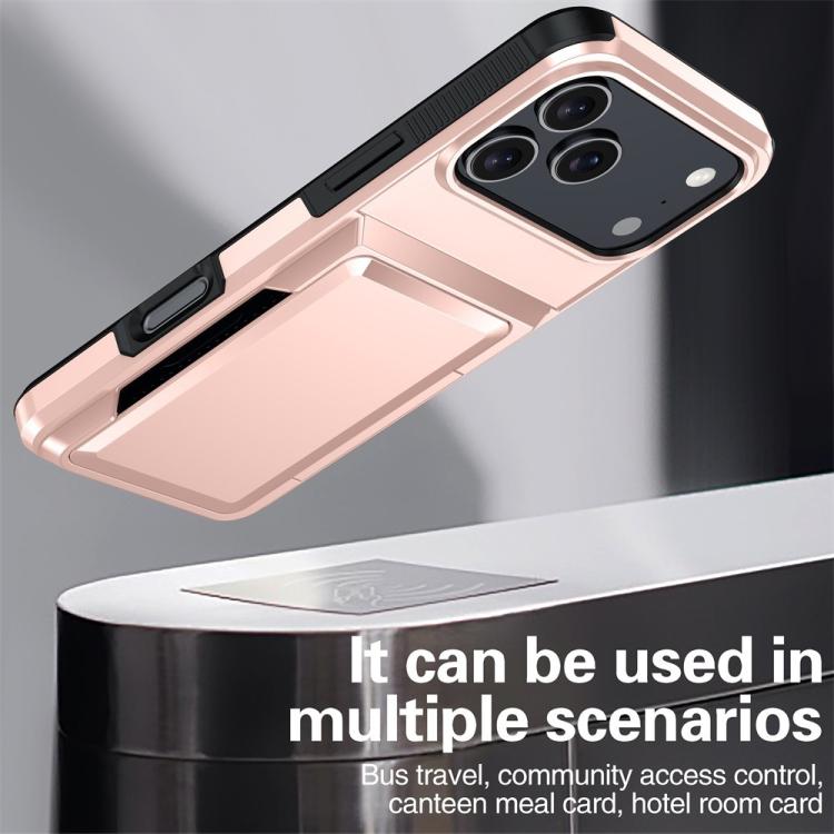 Funda abatible para iPhone 17 Pro Max con tarjetero Kalebol, a prueba de golpes (oro rosa)