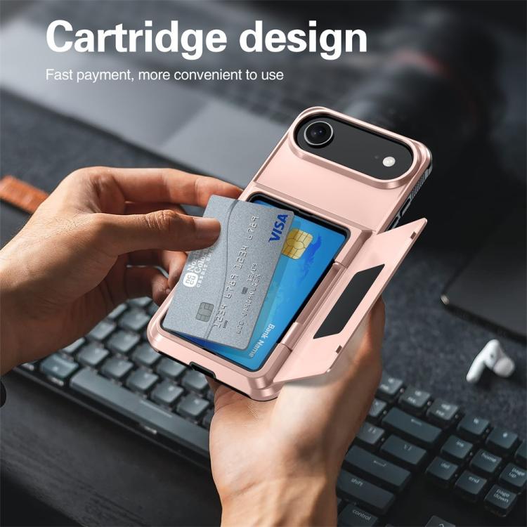 Funda abatible para iPhone 17 Air Kalebol con tarjetero, a prueba de golpes (negra)