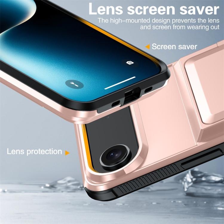 Funda abatible para iPhone 17 Air Kalebol con tarjetero, a prueba de golpes (roja)