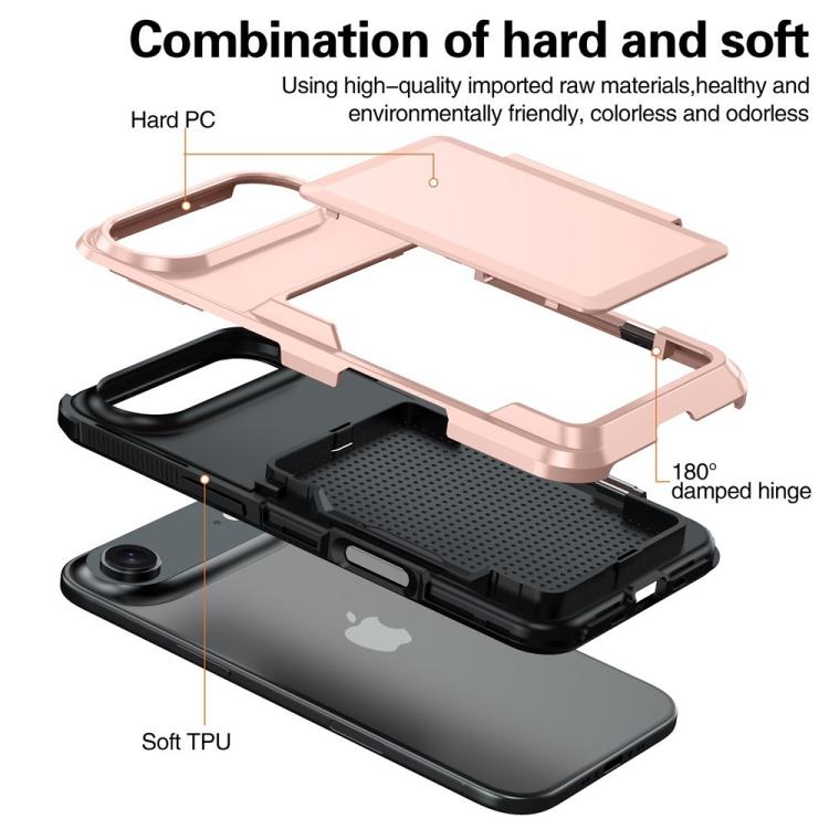 Funda abatible para iPhone 17 Air Kalebol con tarjetero, a prueba de golpes (roja)