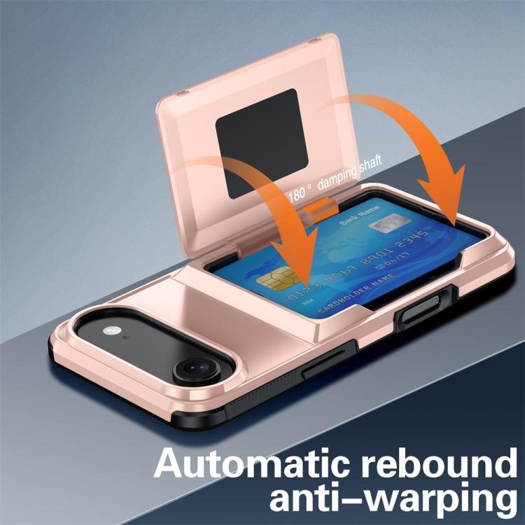 Funda abatible para iPhone 17 Air Kalebol con tarjetero, a prueba de golpes (roja)