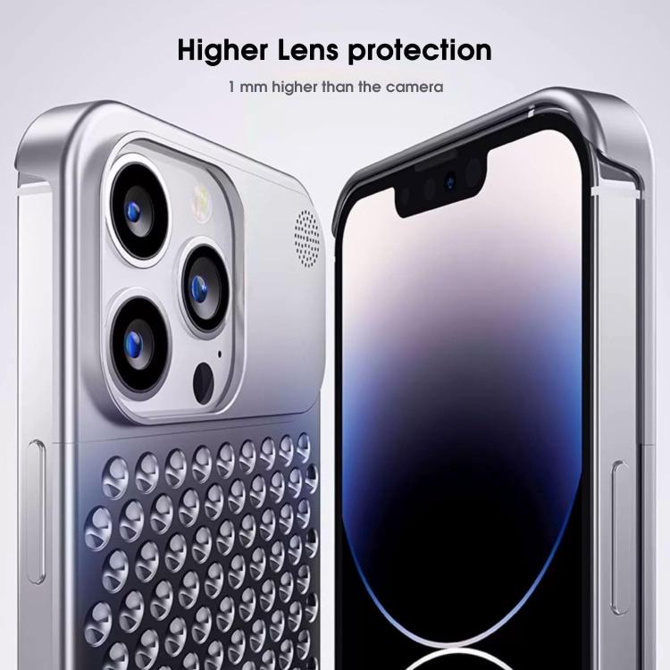 Funda Kalebol de aleación de aluminio con aromaterapia y refrigeración para iPhone 16 Pro Max (plateada)