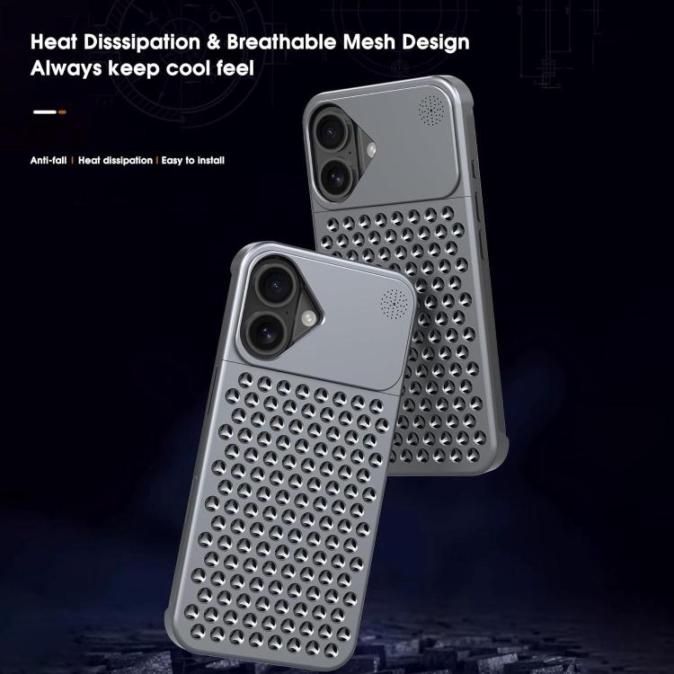 Funda Kalebol de aleación de aluminio con aromaterapia y refrigeración para iPhone 16 (gris)