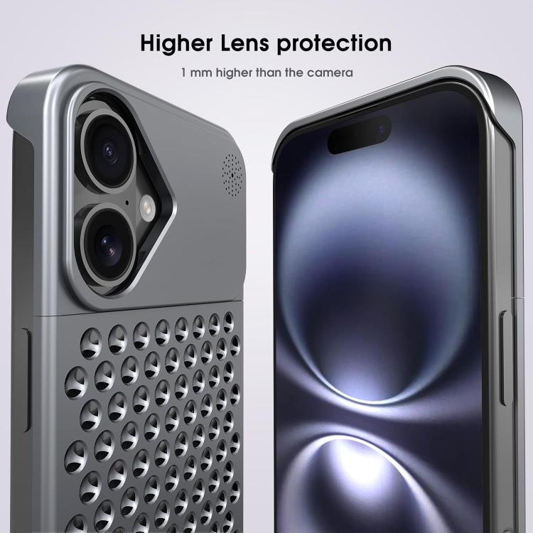 Funda Kalebol de aleación de aluminio con aromaterapia y refrigeración para iPhone 16 (gris)
