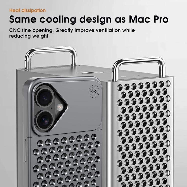 Funda Kalebol de aleación de aluminio con aromaterapia y refrigeración para iPhone 16 (gris)