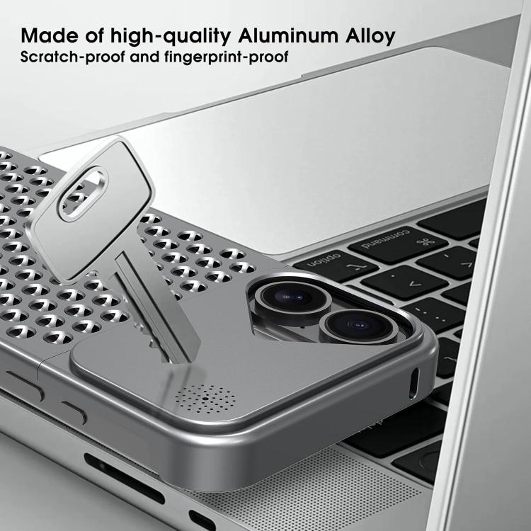 Funda Kalebol de aleación de aluminio con aromaterapia y refrigeración para iPhone 16 (gris)