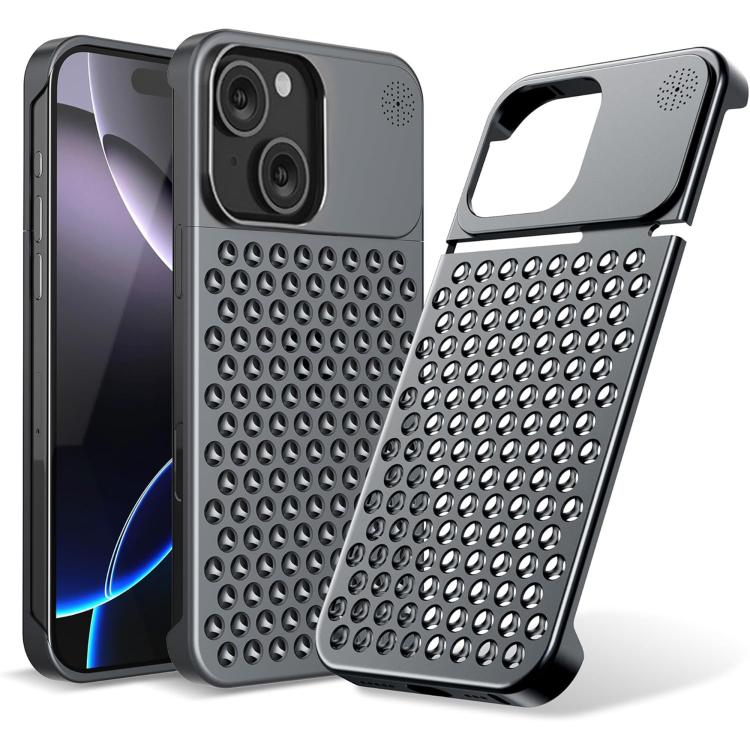 Funda de aleación de aluminio Kalebol con aromaterapia para iPhone 14 Plus (gris)