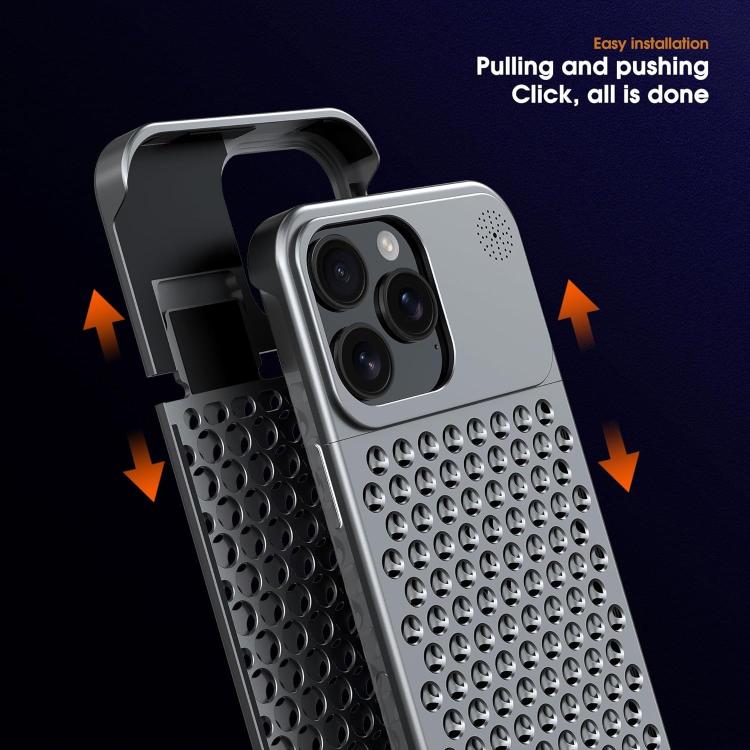 Funda de aleación de aluminio Kalebol con aromaterapia para iPhone 14 (gris)