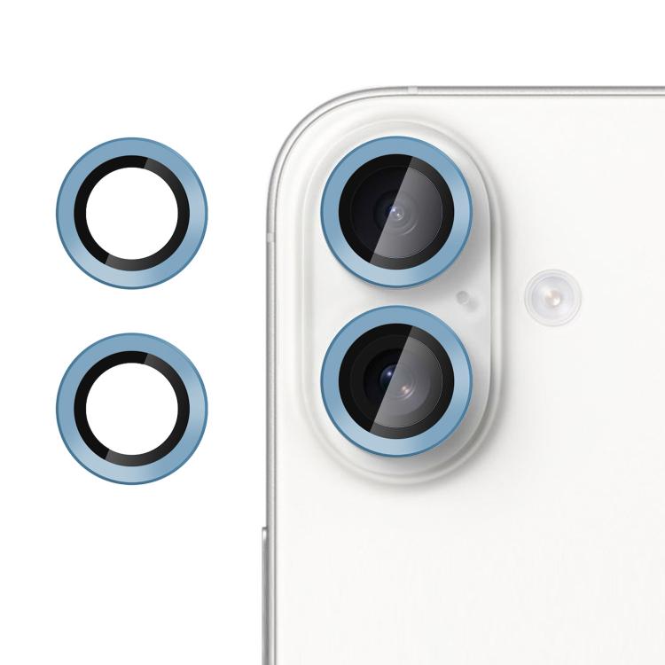 For iPhone 16 Kalebol No Flicker Ultra-Thin Individual Camera Lens Tempered Glass Film(Light Blue)