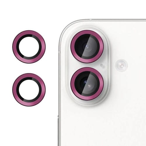 For iPhone 16 Kalebol No Flicker Ultra-Thin Individual Camera Lens Tempered Glass Film(Rose Red)