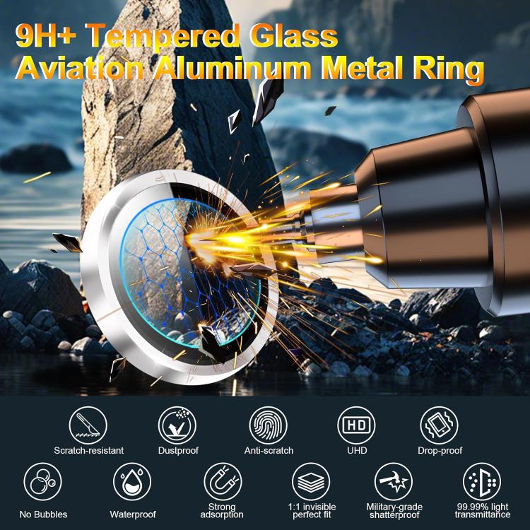 For iPhone 16 Plus Kalebol No Flicker Ultra-Thin Individual Camera Lens Tempered Glass Film(Distant Peak Blue)