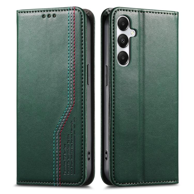 Funda de cuero con correa elástica y ventosa magnética para Samsung Galaxy A56 5G (verde)