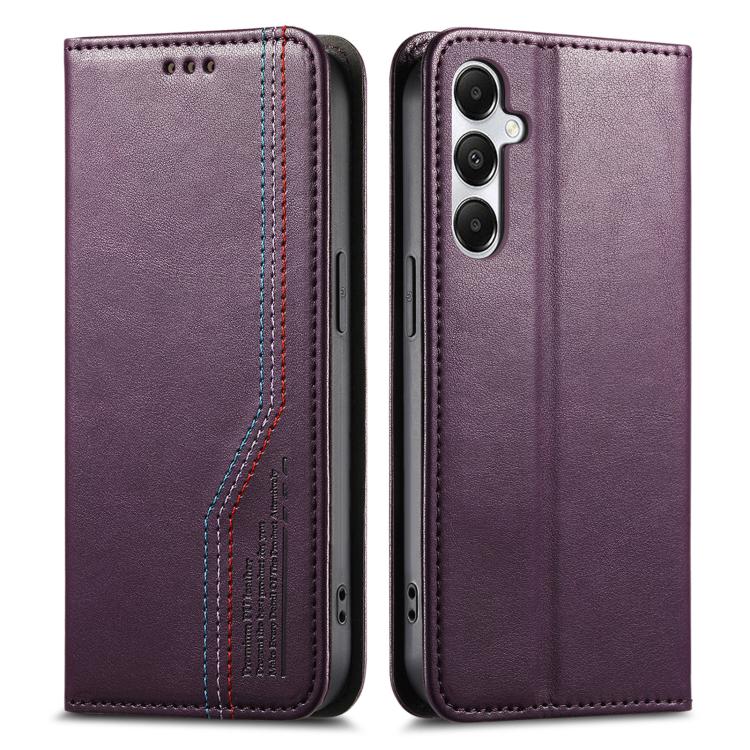 Funda de cuero con correa elástica y ventosa magnética para Samsung Galaxy A16 (morado)