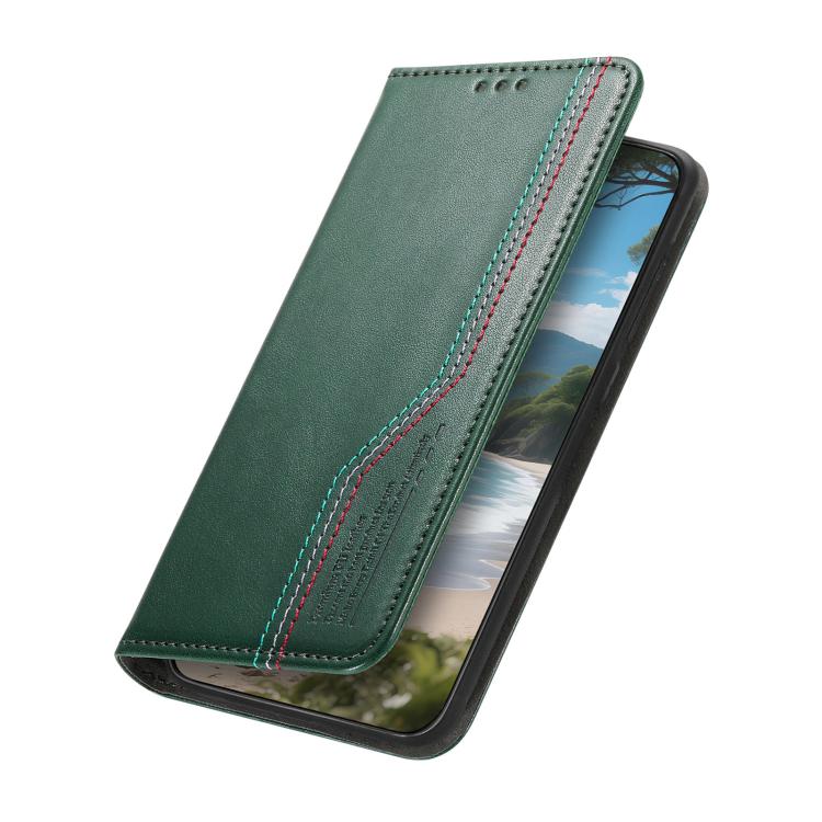 Funda de cuero con correa elástica y ventosa magnética para Samsung Galaxy A16 (verde)