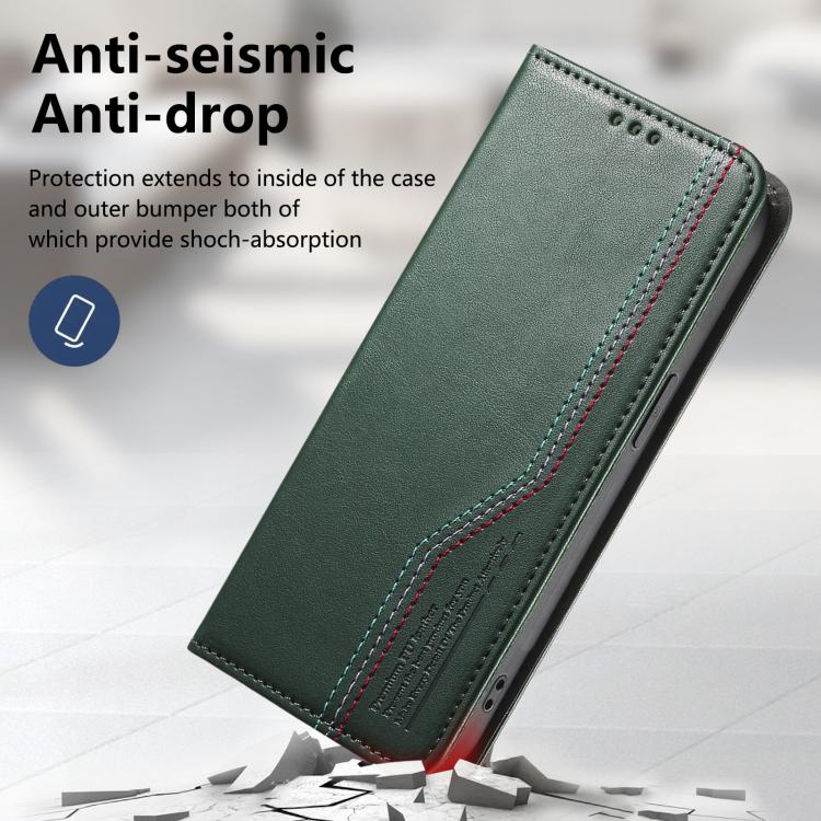 Funda de cuero con correa elástica y ventosa magnética para Samsung Galaxy A16 (verde)