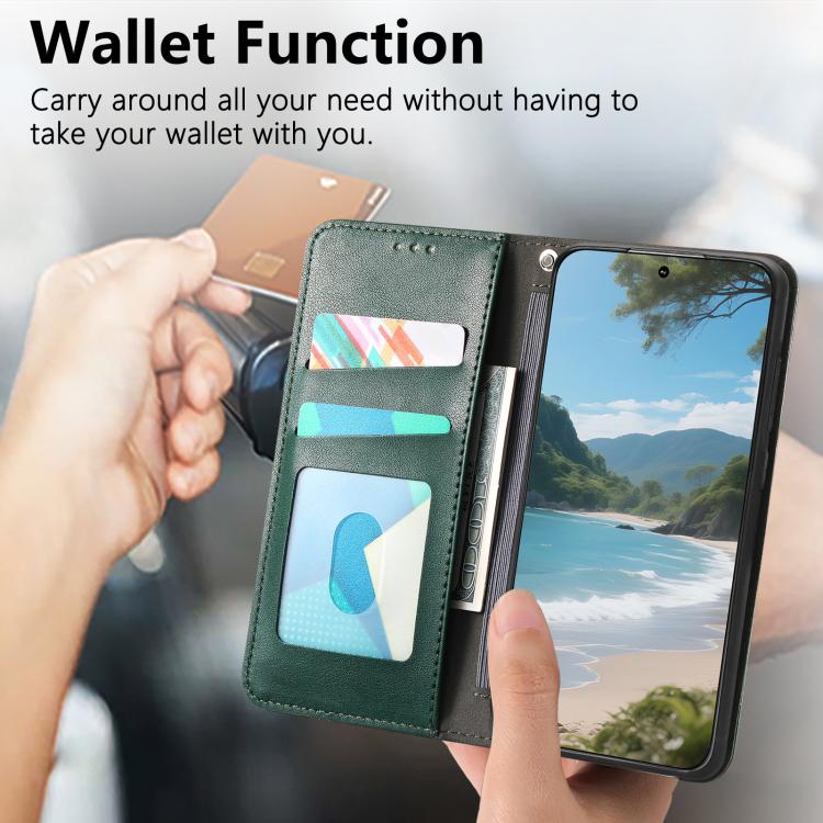 Funda de cuero con correa elástica y ventosa magnética para Samsung Galaxy A16 (verde)