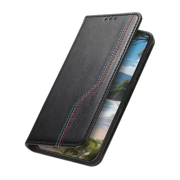 Funda de cuero con correa elástica y ventosa magnética para Samsung Galaxy A54 5G (negra)