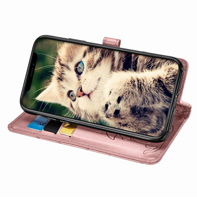 Estuche para iPhone 11 Pro Max Cute Cat And Dog Cuero PU con Tapa Horizontal en Relieve Soporte Ranura Tarjeta Billetera Cordón (Oro Rosa)