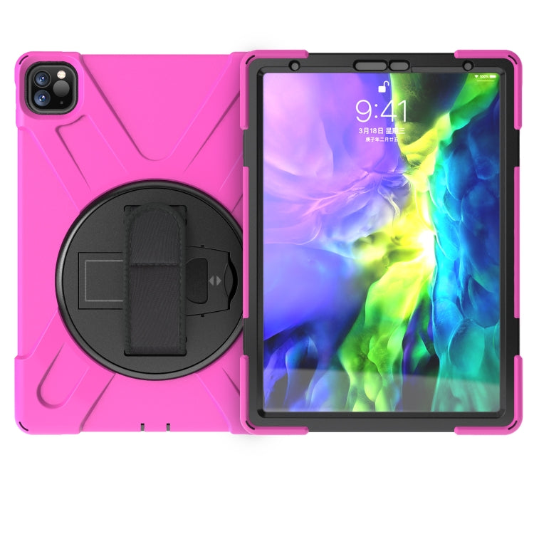 Funda para Tableta iPad Pro 11 2022/2020 Rotación 360° PC Silicona Soporte Correa (Rosa Roja)