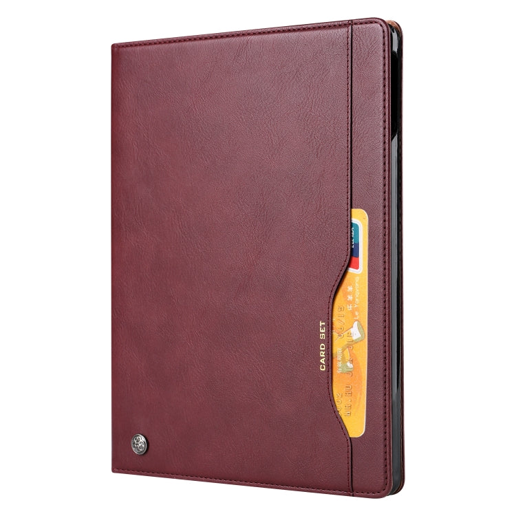 Funda para iPad Pro 11 (2020) Textura de Piel con Soporte y Cartera (Vino Rojo)