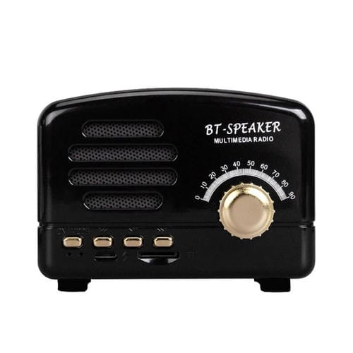Mini Altavoz Bluetooth Bt01 Retro Radio Portátil Tarjeta TF (Negro)