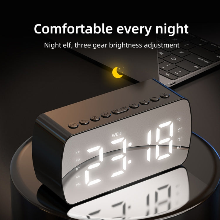 Altavoz Bluetooth Q5 Portátil para Exteriores Radio Reloj Pequeño (Blanco)