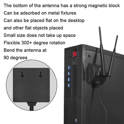 Antena WIFI PCI-E 2.4Ghz 5Ghz 6Dbi Succión Magnética para Tarjeta de Red WIFI